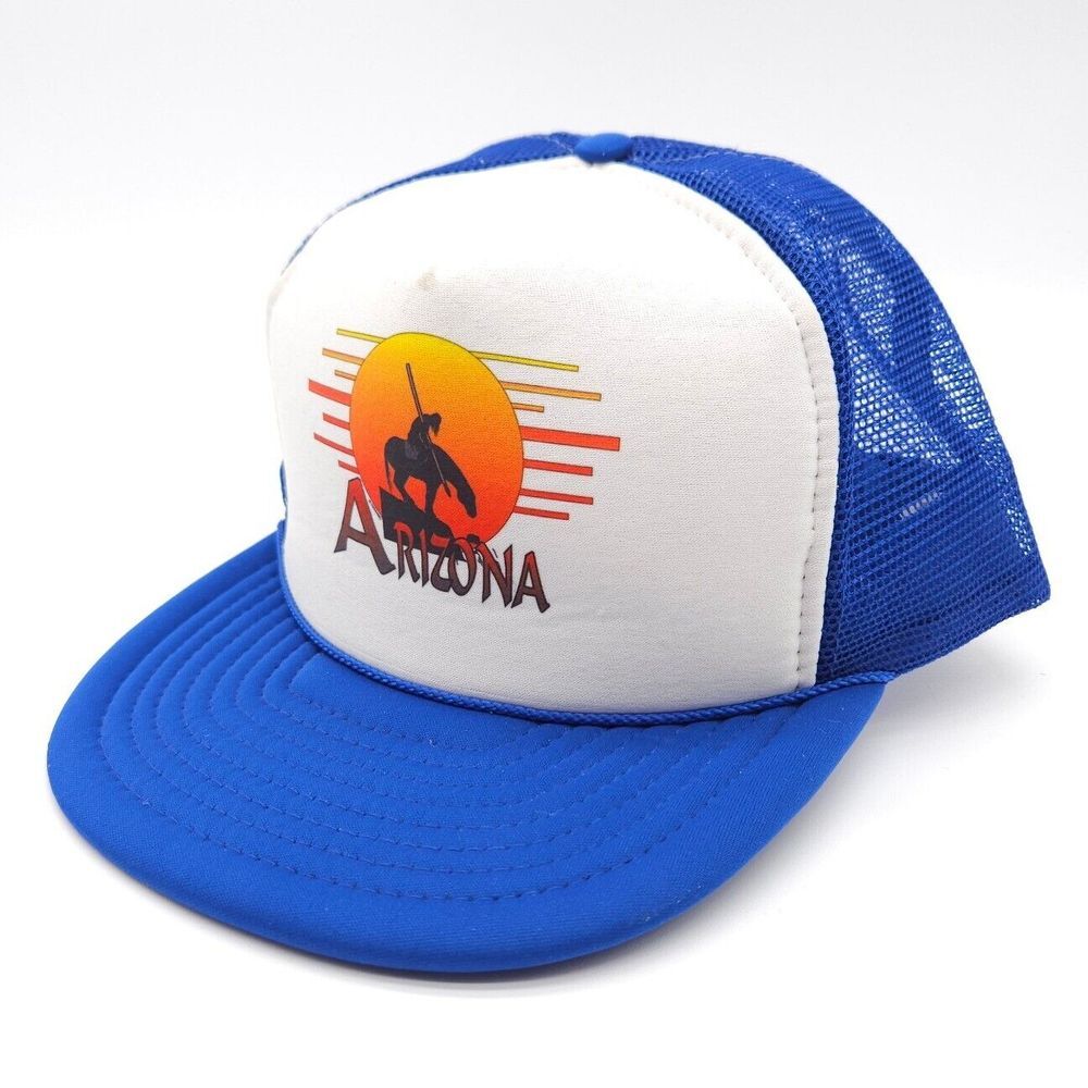 Vintage Arizona Snapback Mesh Trucker Hat Rope‎ Cap Nissin Blue Classic Travel
